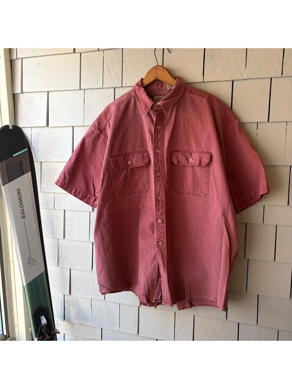 L.L.Bean Short Sleeve Button Up Work Shirt Mens XL Workwear